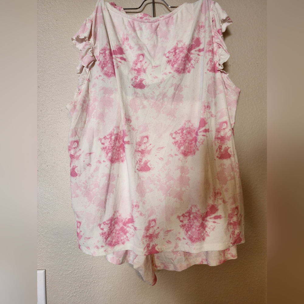Women's Size Extra Large 2pc Pink and White Pajama/Loungewear Set - Picture 4 of 4